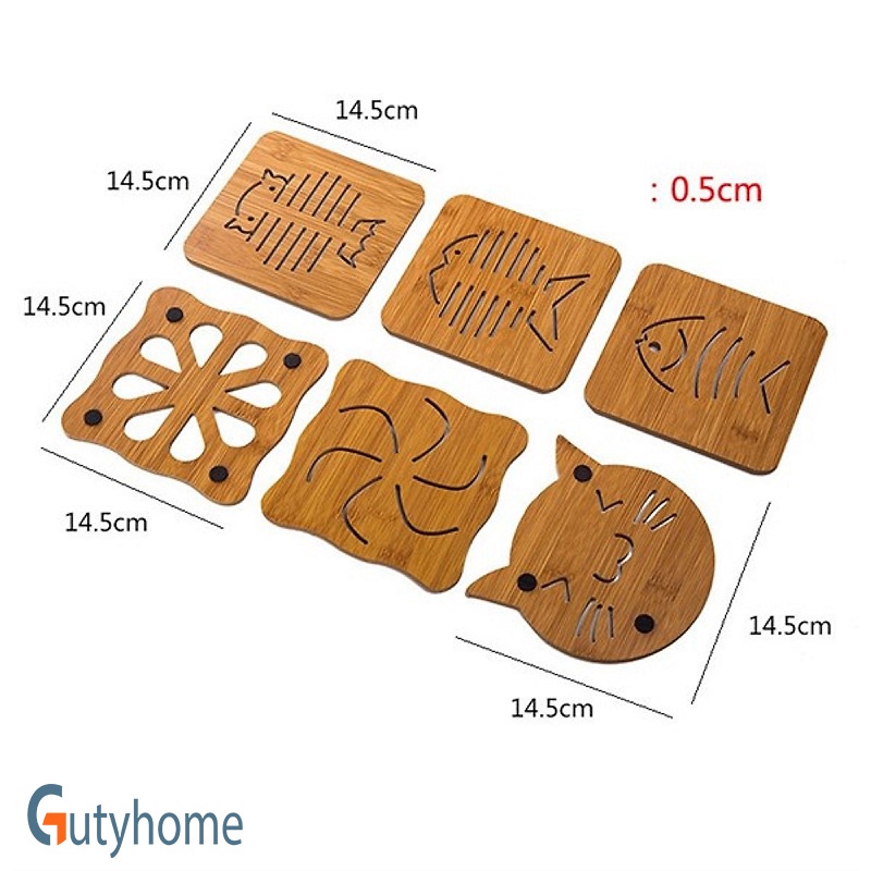 Miếng lót nồi bằng gỗ nhiều hình - kích thước 14,8 x 14,8cm