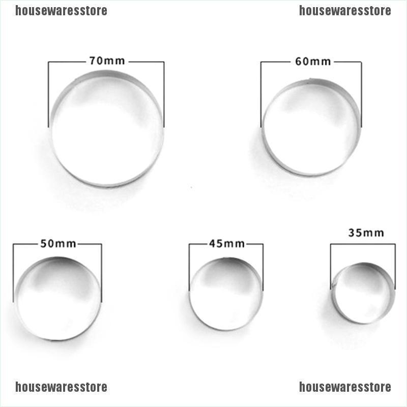 Bộ 5 Khuôn Cắt Bánh Tròn Bằng Thép Không Gỉ Cao Cấp