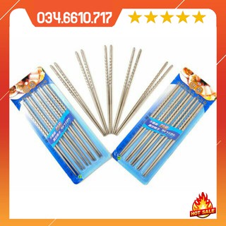 Vỉ 5 đôi đũa inox xoắn cao cấp