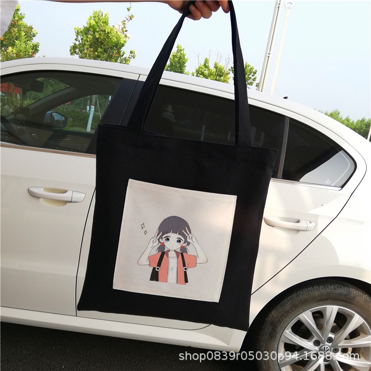 Túi Vải Canvas Đeo Vai In Họa Tiết Xinh Xắn Thời Trang