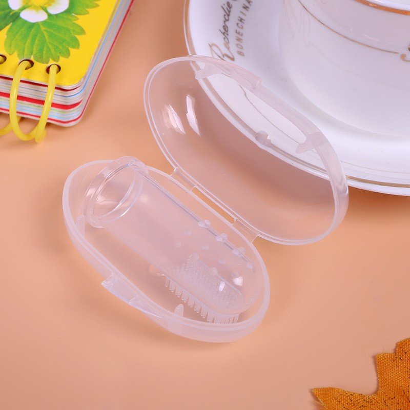 RƠ LƯỠI SILICONE XỎ NGÓN CÓ HỘP ĐỰNG cho bé