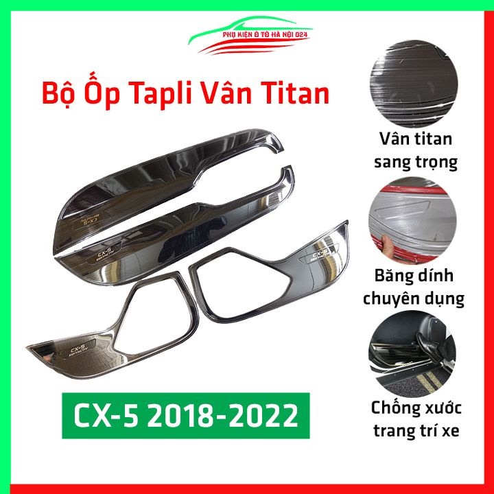Bộ ốp tapli CX5 2018-2022 vân Titan chống xước va đập khi mở cửa và làm đẹp xe