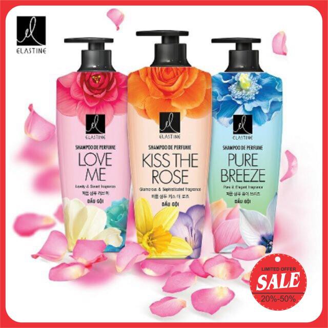 Dầu gội ELASTINE 600ml Love me, kiss the rose, pure breeze