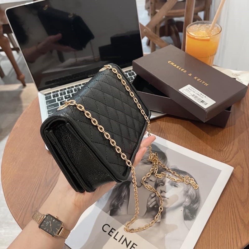 Túi Xách Nữ Túi Đeo Chéo Đeo Vai Da Hạt Logo Nổi Bản To - MS07