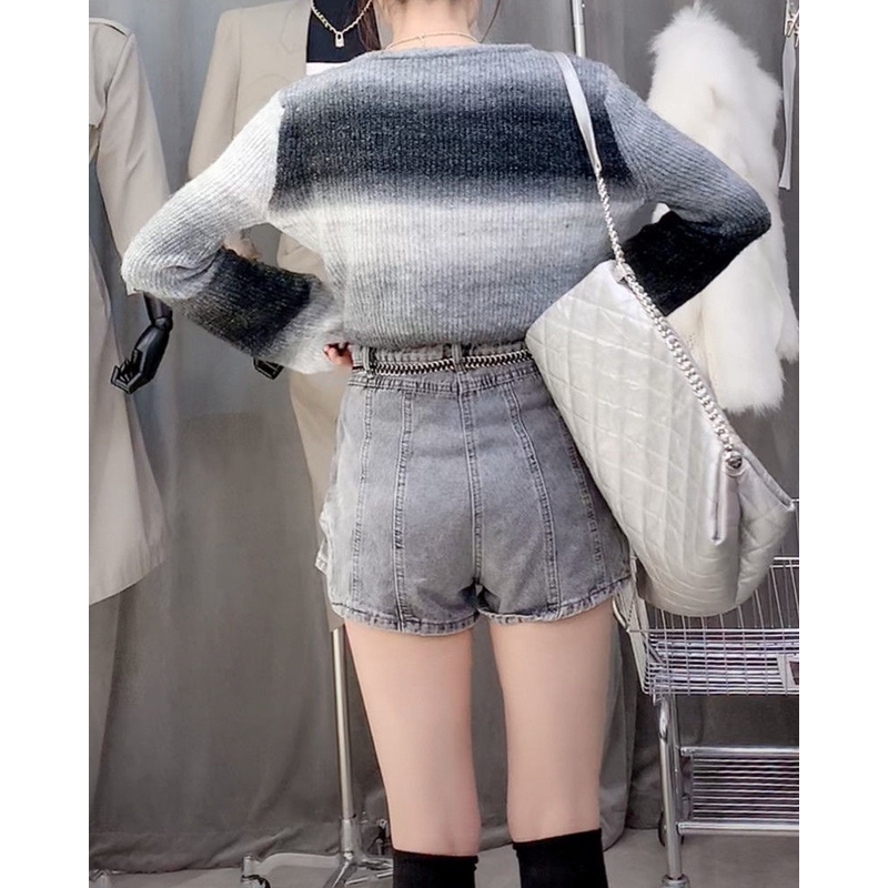 Quần Đùi Jeans Lưng Cao Phong Cách Retro Mẫu Mới Thời Trang Cho Nữ