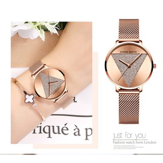 Đồng hồ nữ siêu mỏng chính hãng Hannah Martin HM-1332 dây thép mặt nhỏ 33mm đẹp máy Nhật chống nước 30M