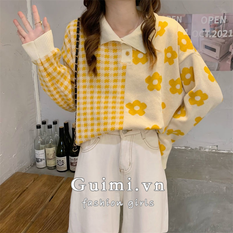 Áo Sơ Mi Tay Dài Dáng Rộng Cổ Bẻ Màu Sắc Ngọt Ngào Thời Trang Thu Đông Hàn Quốc