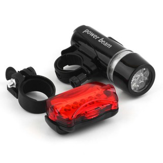 Bộ đèn pin gắn xe đạp và đèn chiếu hậu 5 LED WJ-101 (Đen đỏ) 206211 [SKM]