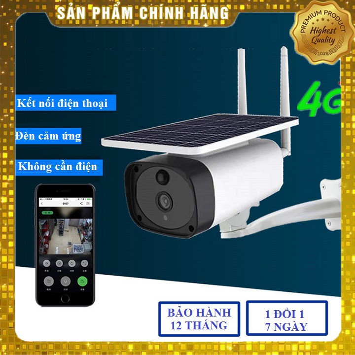 Camera ngoài trời 4G [FREESHIP ] - Camera năng lượng mặt trời dùng sim 4G có cảm ứng chống trộm bảo hành 12 tháng