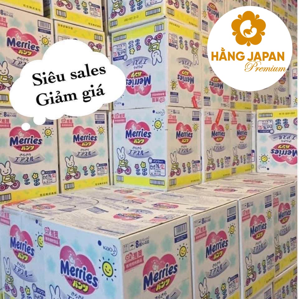 [mã SRMA8618 giảm 50% tối đa 20k đơn 0đ]Tã Bỉm Dán/Quần Merries nội địa cộng miếng đủ size