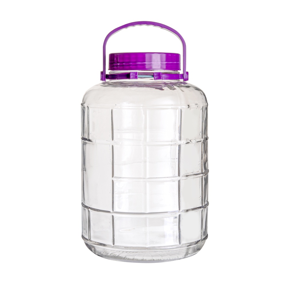 Bình ngâm sọc vuông quai tím thủy tinh LOTUS GLASS VTC098 trong suốt cao cấp, an toàn, dùng để ngâm sâm và trái cây