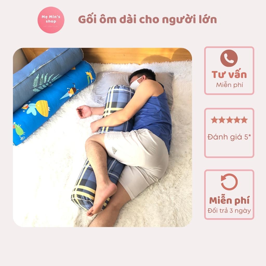 Gối ôm dài cho người lớn, gối ôm ngủ giá rẻ chất vải cotton 100% - Mẹ Min Shop