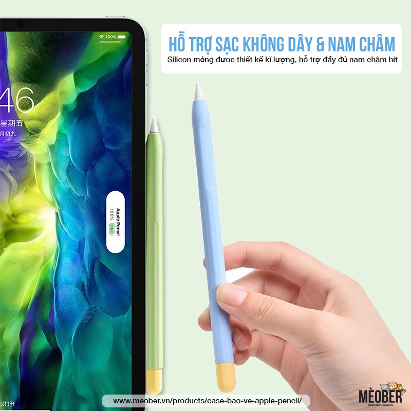 Case bảo vệ Apple Pencil thế hệ 1 và 2, chất liệu silicon cao cấp, ốp cover Apple Pencil Pastel (6 màu)