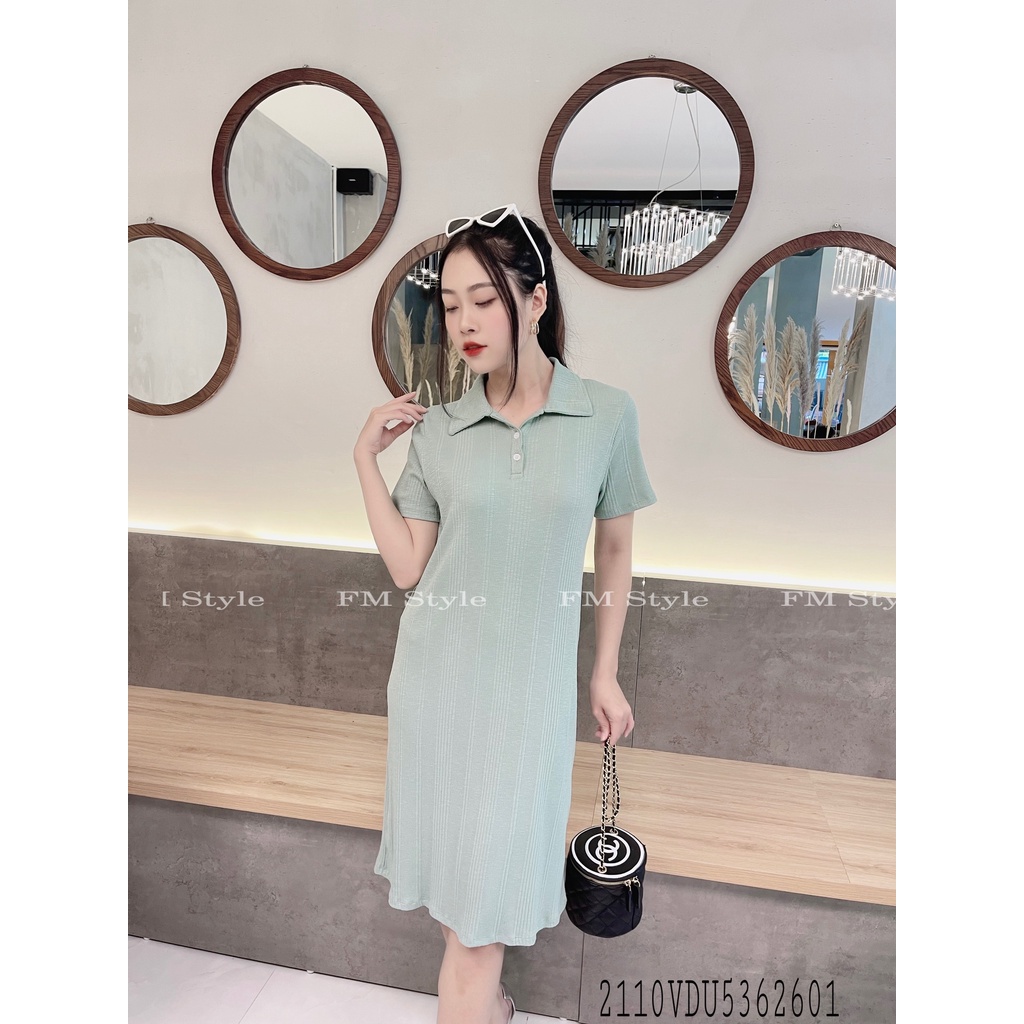 Váy nữ FM Style suông tăm cổ bẻ  chất đẹp  cá tính, năng động 211026011