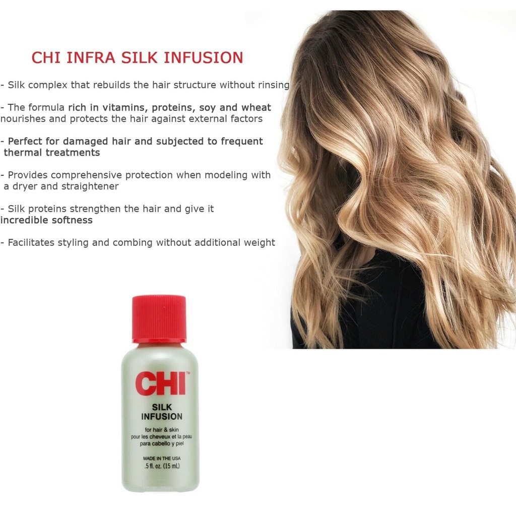 [Liên hệ trước khi đặt] Dầu dưỡng tóc CHI Silk Infusion màu đỏ 15ml