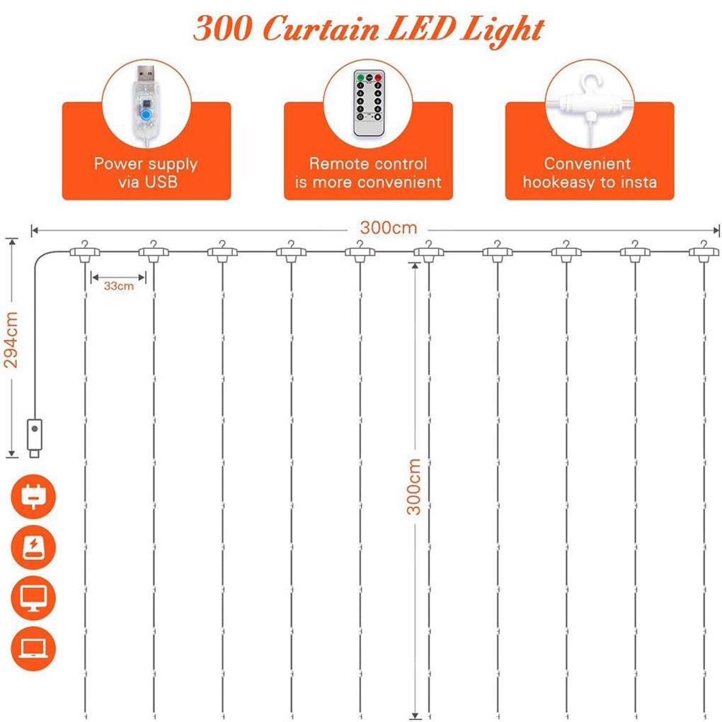 Đèn LED Treo Rèm Cửa Kèm Điều Khiển Từ Xa Và Cổng Sạc USB Tiện Dụng