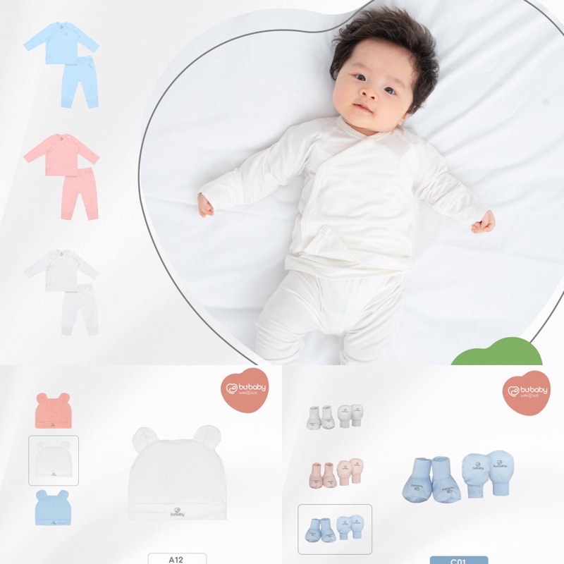 {Nhùn nhùn} Bubaby mới! Bộ dài tay cài chéo quần dài ( bao tay bao chân lật )cho các bé sơ sinh!