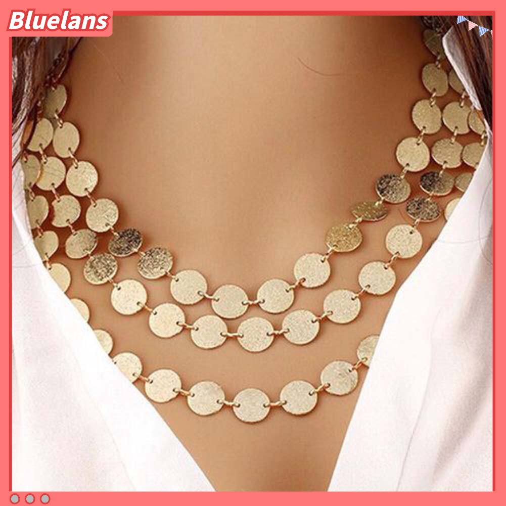 Vòng cổ Nhiều Lớp Mặt Đồng Xu Thời Trang Dành Cho Nữ 48h