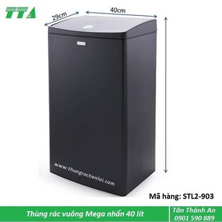 Thùng rác Fitis Mega vuông nhấn 40 lít  STL2-903