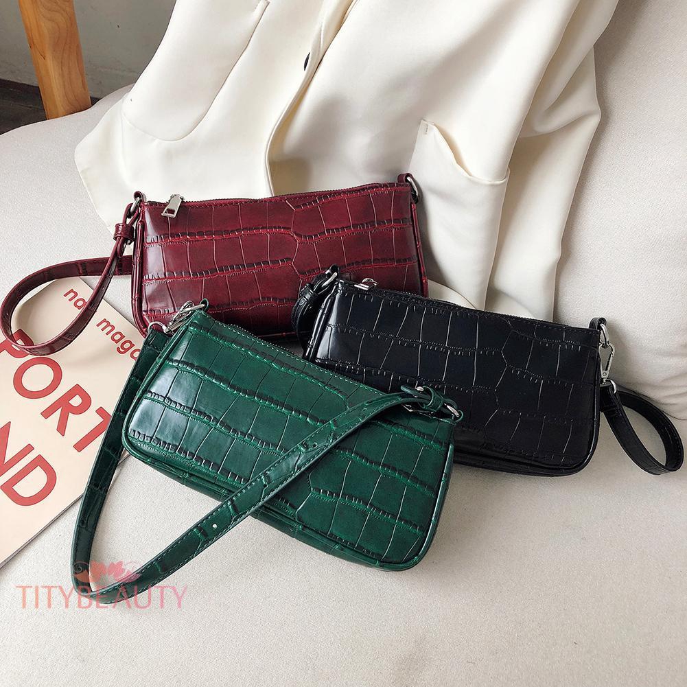 Retro Handbag Women Crocodile Leather Travel Totes Office Lady Shoulder Bag