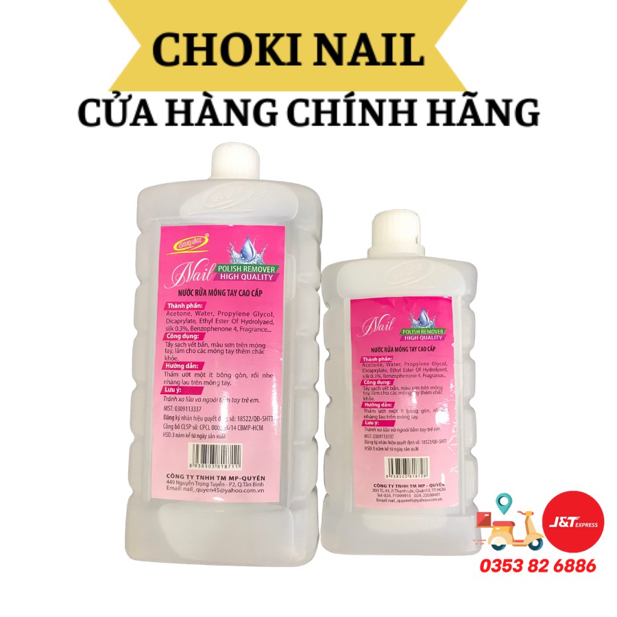 Nước rửa móng Aceton cao cấp tẩy màu sơn nail móng tay móng chân 500 ,1000ml