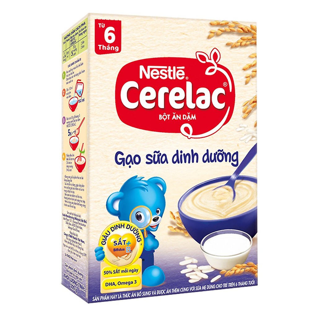 Bột Ăn Dặm cho bé Nestle Cerelac - Gạo Sữa Dinh Dưỡng (200g)