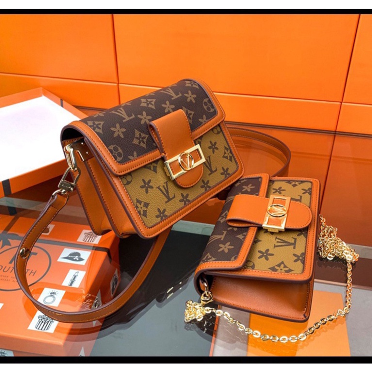 Túi xách nữ LV mềm thời trang, túi đeo chéo đeo vai kẹp nách đi chơi đi làm dây da phối xích cao cấp