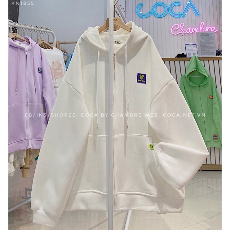 [KN1855]🤍 Áo khoác HOODIE ZIP nỉ xốp tag cao su MICKEY form rộng unisex (Có sẵn/ảnh thật) | BigBuy360 - bigbuy360.vn