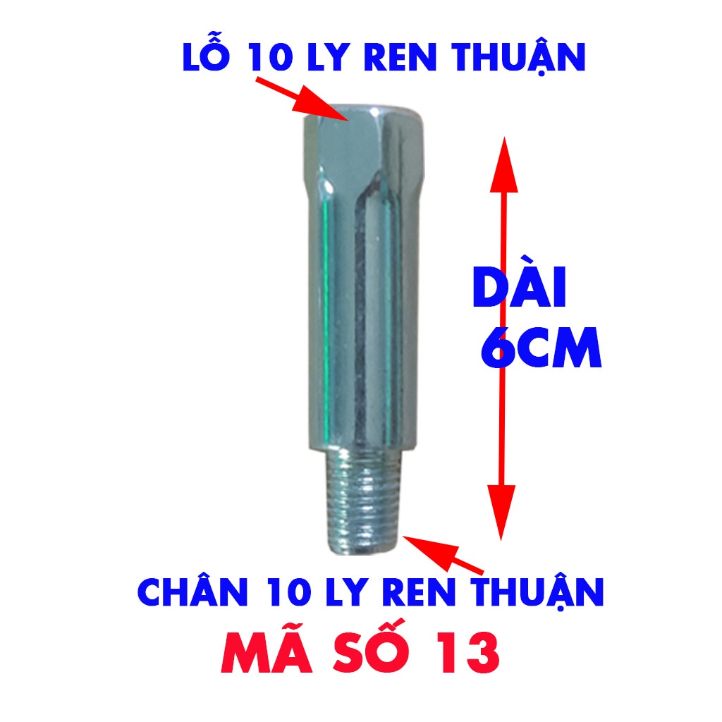 1 Con Ốc Nối Chuyển Ren Thuận 10 Ly 4.5cm Hoặt 6cm Chân Gương Loại Dài Xe Máy Sh Vision Lead Sh Mode Ab Air blade.....