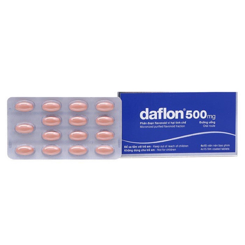 ( Daflon 500mg) viên uống cho suy giãn tĩnh mạch, trĩ cấp nhập khẩu của Pháp ( hộp 60viên)