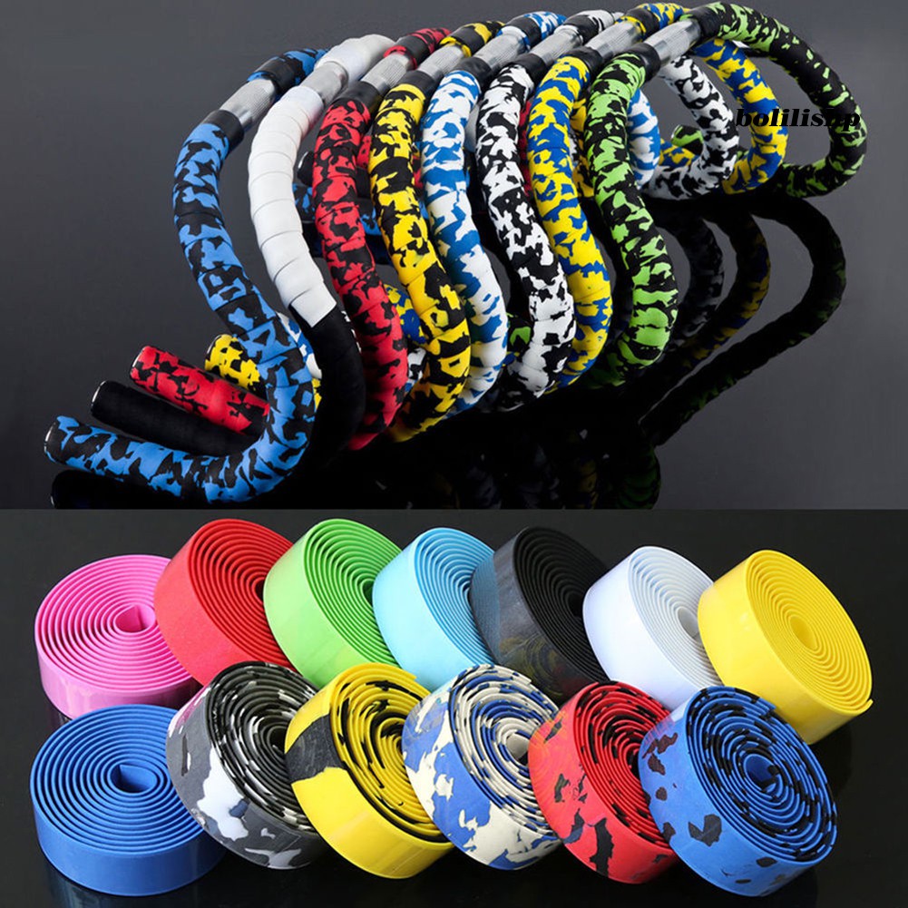 Boli_2Pcs Cycling Road Bike Sports Bicycle Handlebar Rubber Tape Wrap with 2 Bar Plug