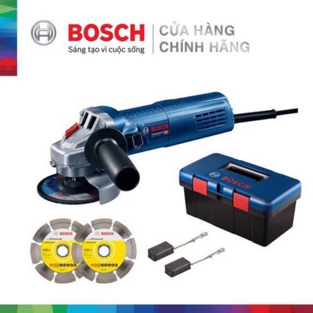 Máy mài góc Bosch GWS 750-100 (kèm 2 đĩa kim cương, 1 cặp than, hộp dụng cụ)