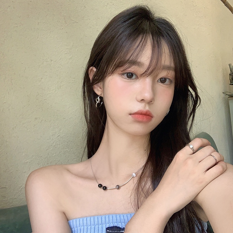 Vòng Cổ Choker Bằng Titan Đính Hạt Nhỏ Phong Cách hip hop Hàn Quốc Cổ Điển Dành Cho Bạn Nữ