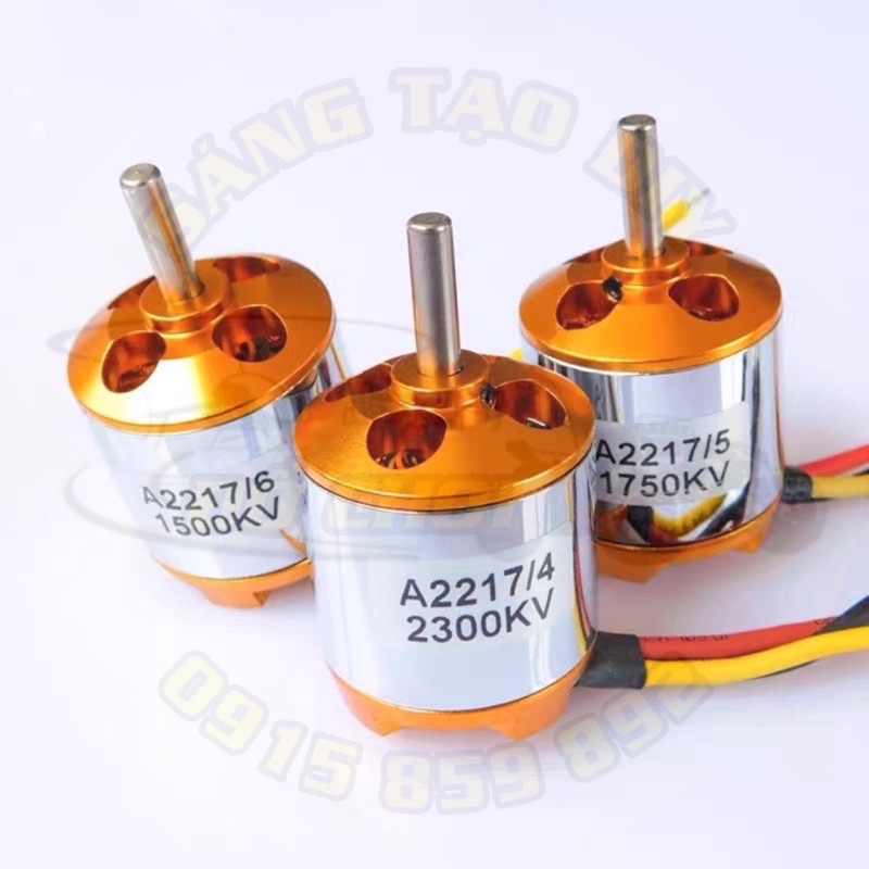 [Nhiều lựa chọn KV] Motor brushless A2217 950kv 1250kv 1500kv 1750kv 2300kv 2700kv 3500kv (3 pha, không chổi than) RC