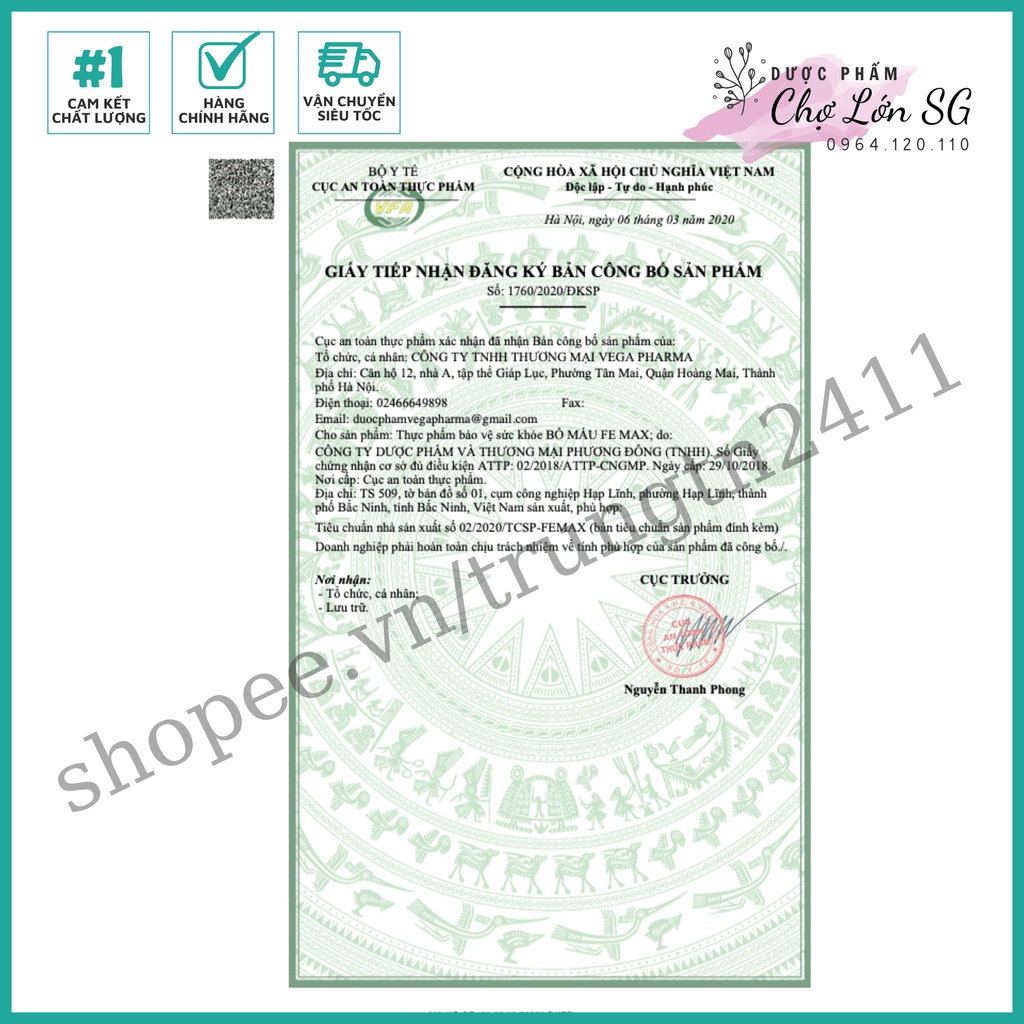 Siro bổ máu FE MAX bổ sung sắt, acid folic cho người lớn và trẻ em - Chai 100ml