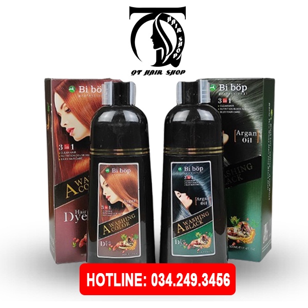 Dầu gội nhuộm phủ bạc Nhật Bản ( nhãn hiệu BIBOP) nâu và đen chai 500ml