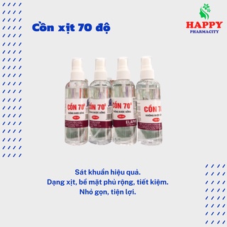 Cồn Xịt 70 Độ 100ml, Sát Khuẩn Hiệu Quả, Nhỏ Gọn Tiện Lợi - Happy Pharmacity
