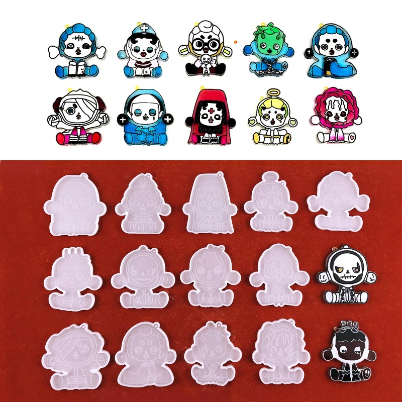 Sa Khuôn Silicon Làm Móc Khóa Hình Bong Bóng Hoạt Hình DIY