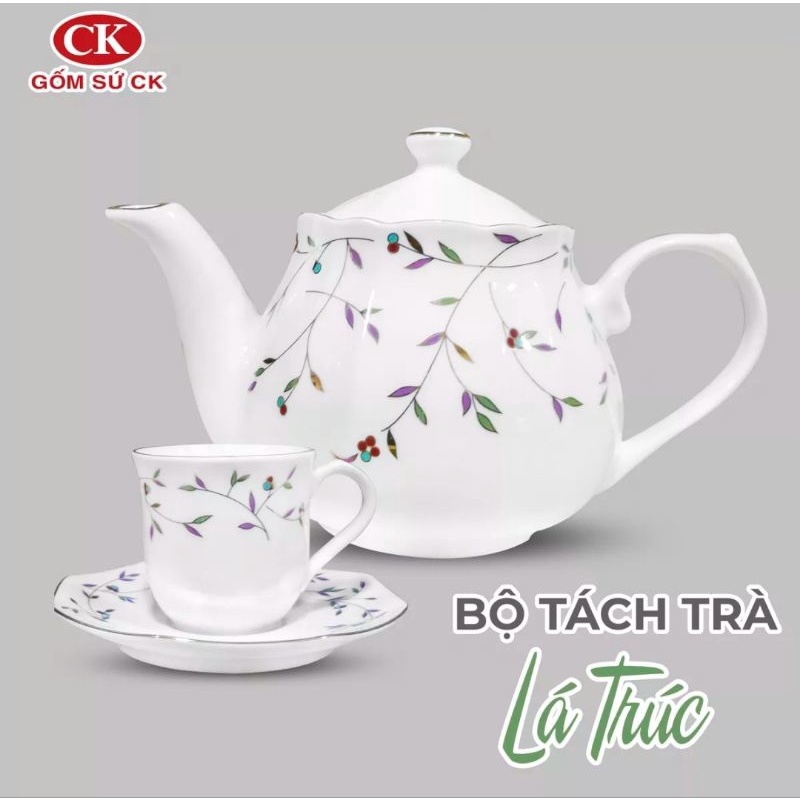 Bộ bình trà tách trà gốm sứ CK Việt Nam