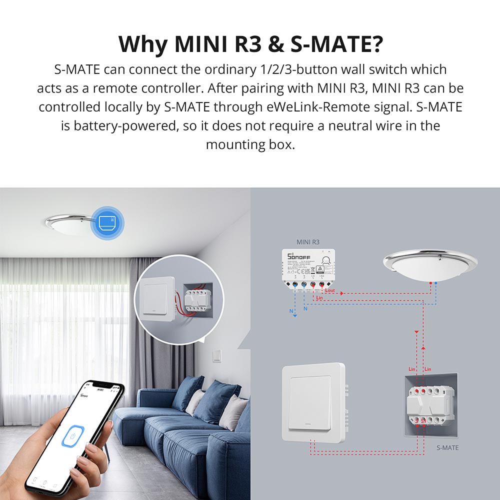 Công tắc mini SONOFF R3 16A điều khiển từ xa cho Alexa Google Home