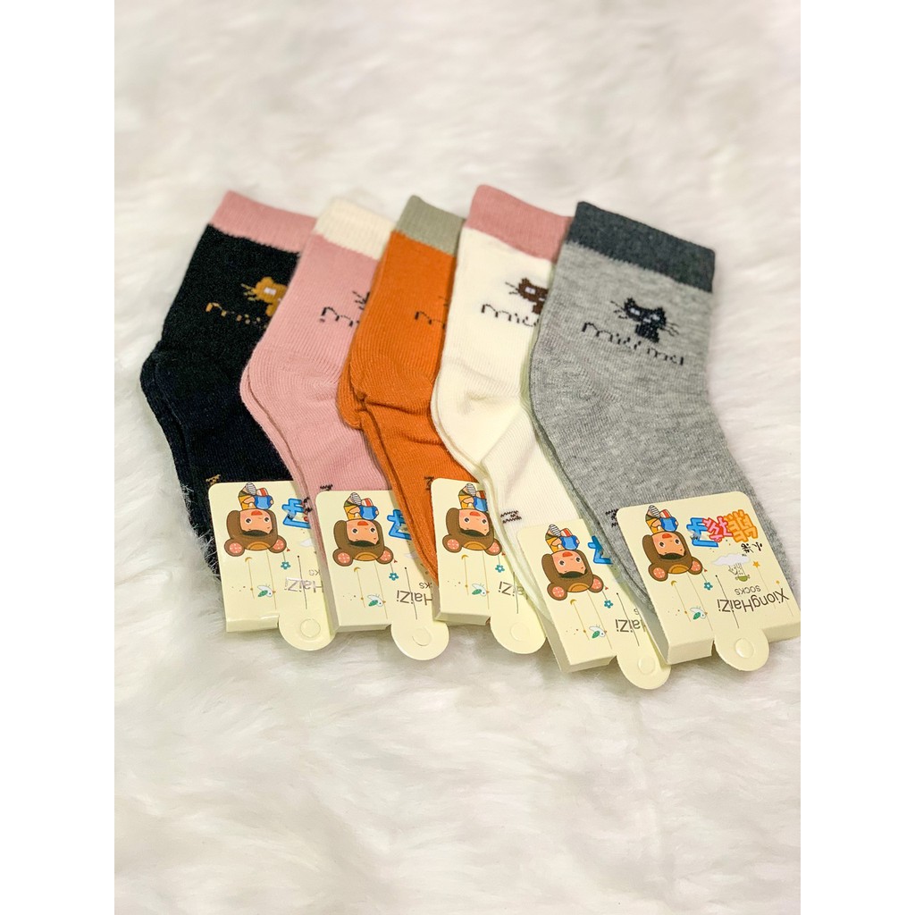 Combo 5 đôi tất cotton cổ cao cho bé trai bé gái thấm hút mồ hôi ngộ nghĩnh đáng yêu TE3158E