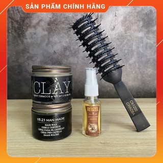 [Giá Hủy Diệt – Chính Hãng] Sáp vuốt tóc 18.21 Man Made Clay USA 57g + Tặng Lược +  Tặng Pre Styling Reuzel Tonic 20ml