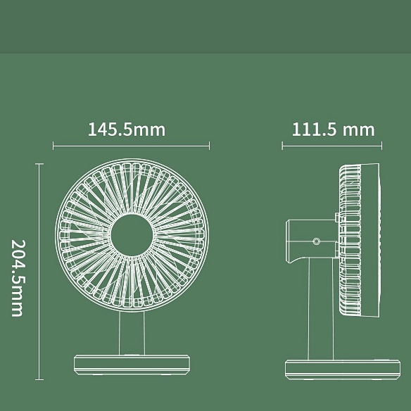 Quạt Mini để Bàn Tích điện Thích Hợp Cho Dân Văn Phòng, Quạt Siêu Mát, Kiểu Dáng Siêu Gọn, Chạy êm Pin Dung Lượng Cao