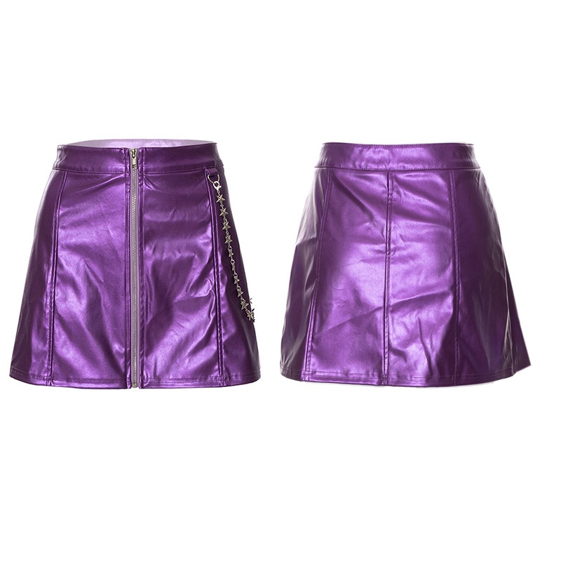 Chân Váy Xòe Mini Phối Dây Xích Lấp Lánh Thời Trang Đường Phố Mùa Hè Cho Nữ