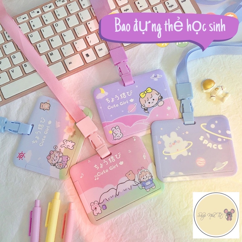 🌸Bao đựng thẻ học sinh hoạ tiết hoạ hình dễ thương kèm dây đeo🌸