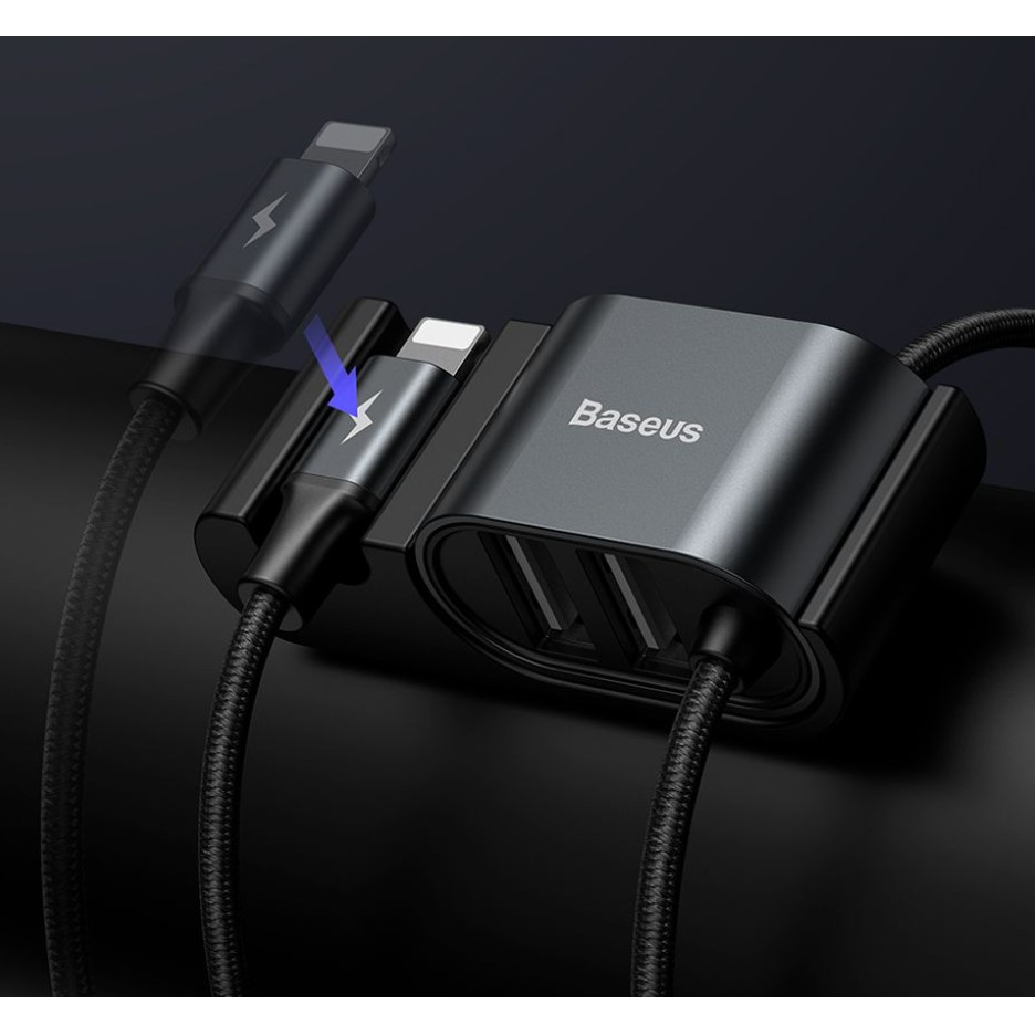 Cáp Lightning tích hợp cổng chia 2 USB BASEUS Special Data Cable for Backseat (USB to iP+Dual USB)