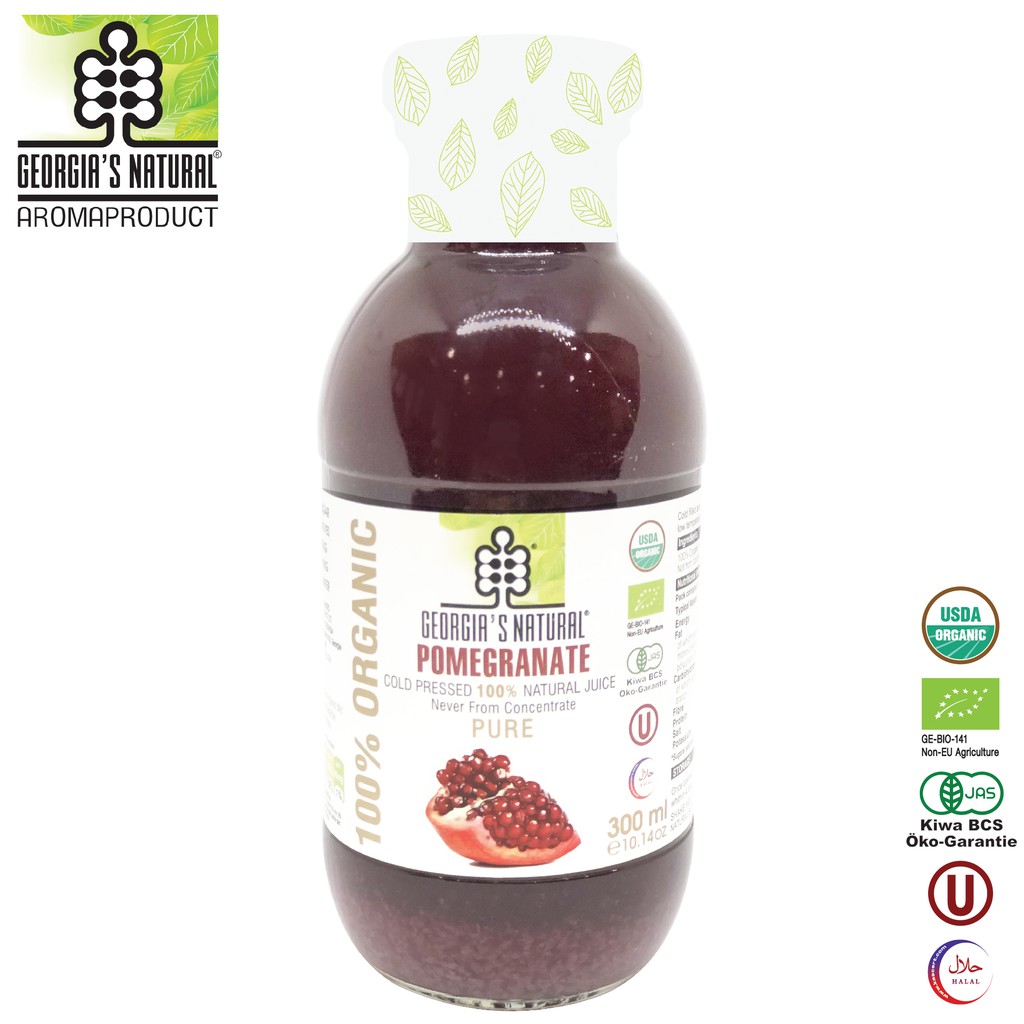 Nước Ép 100% Hữu Cơ Lựu Tự Nhiên Tăng Cường Vitamin C Pomegranate Juice - Georgia's Natural - 300ml