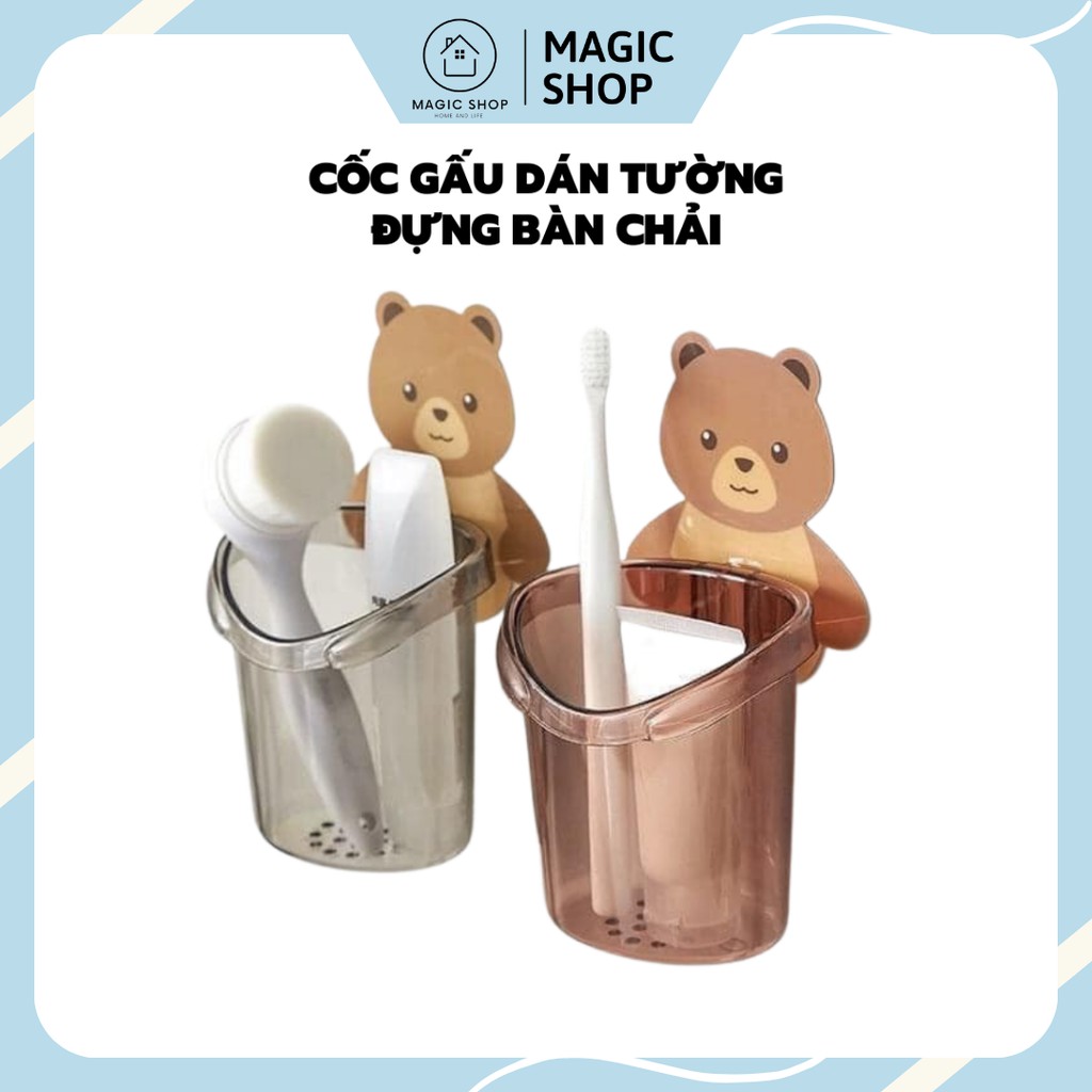 Cốc Gấu Dán Tường Đựng Bàn Chải - Ly Gấu Dán Tường Nhà Tắm Chịu Lực