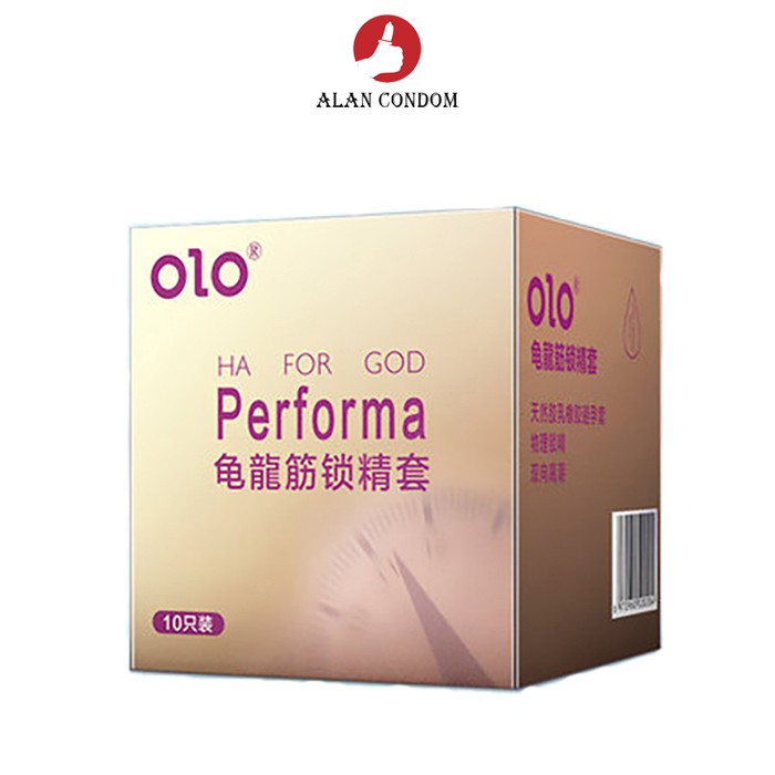 Bao cao su OLO 0.01 Performa Ha For God gân gai siêu mỏng  hộp 10 chiếc.
