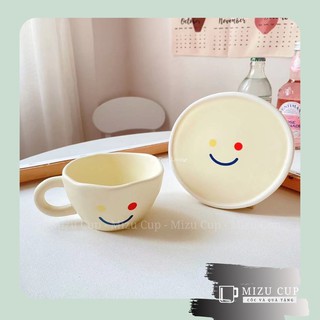 [Mizu Cup] Bộ cốc gốm men lì cao cấp hình mặt cười(46)